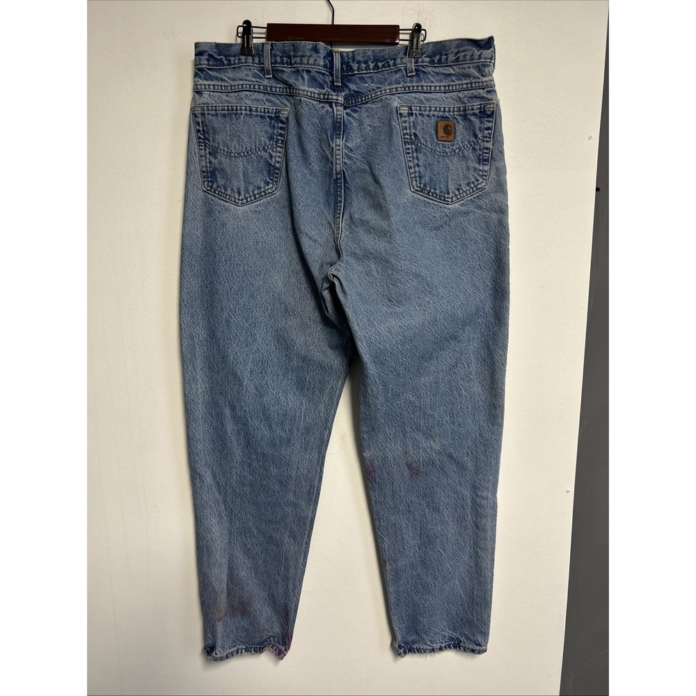 Carhartt Men's Blue Jeans Medium Wash‎ Work Pants 40 x 33 Durable Denim Flaws